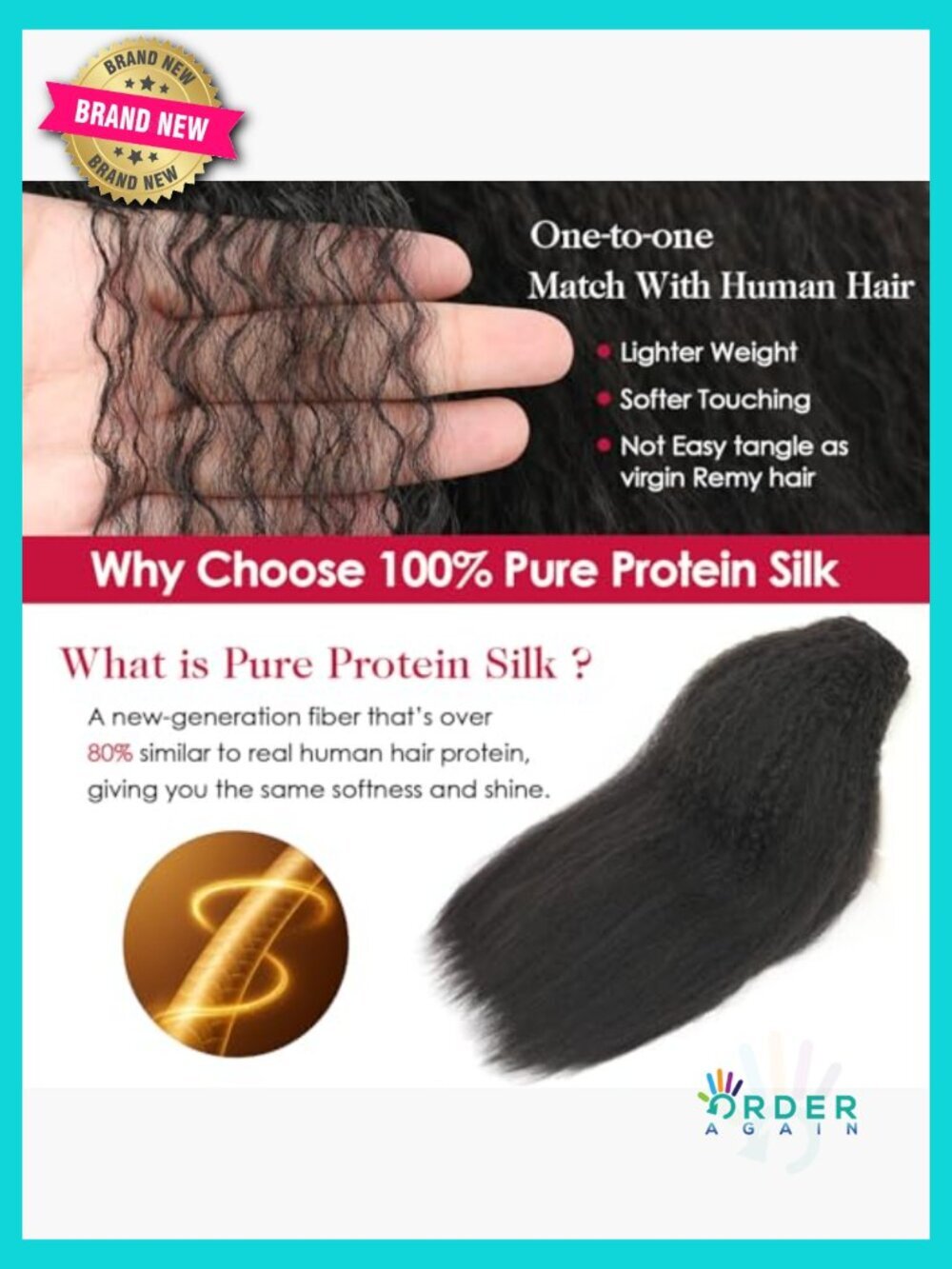 Kinky Straight Clip In Hair Extensions 24 Inch 200g 8pcs Protein Fiber Full - Picture 3 of 6